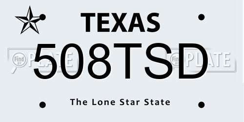 508TSD Texas License Plate