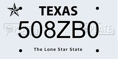 508ZB0 Texas License Plate