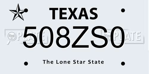 508ZS0 Texas License Plate