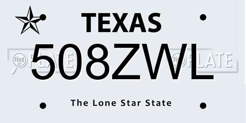 508ZWL Texas License Plate