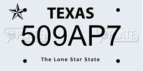 509AP7 Texas License Plate