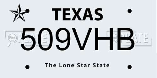 509VHB Texas License Plate