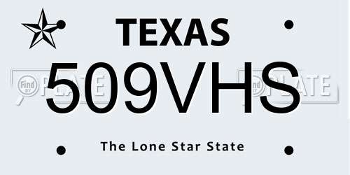 509VHS Texas License Plate