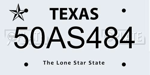 50AS484 Texas License Plate