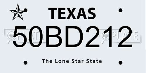 50BD212 Texas License Plate