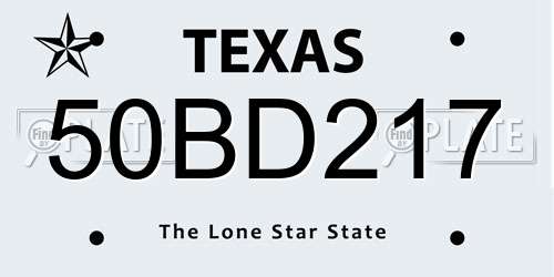 50BD217 Texas License Plate