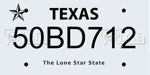 50BD712 Texas License Plate