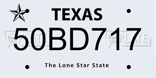 50BD717 Texas License Plate