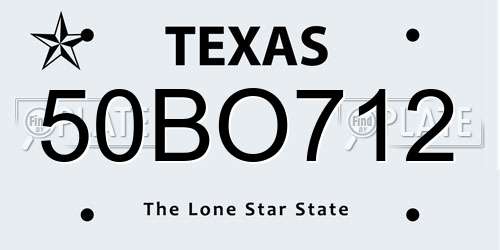 50BO712 Texas License Plate