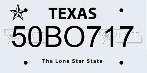 50BO717 Texas License Plate