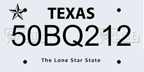 50BQ212 Texas License Plate