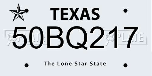50BQ217 Texas License Plate