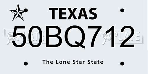 50BQ712 Texas License Plate