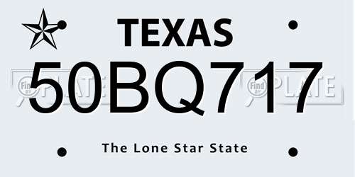 50BQ717 Texas License Plate