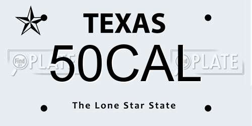50CAL Texas License Plate