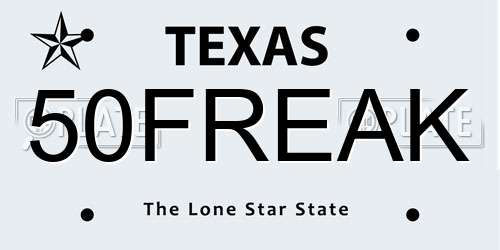 50FREAK Texas License Plate
