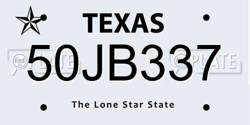 50JB337 Texas License Plate