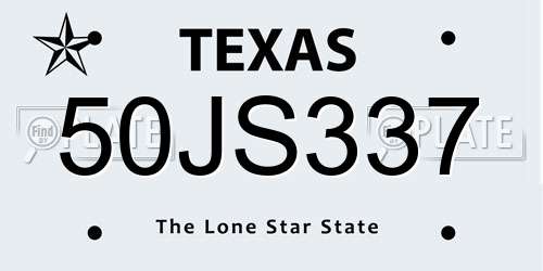 50JS337 Texas License Plate