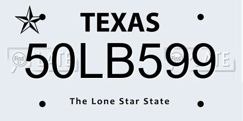 50LB599 Texas License Plate