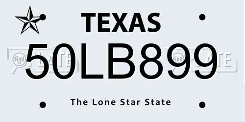 50LB899 Texas License Plate