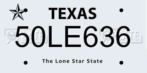 50LE636 Texas License Plate