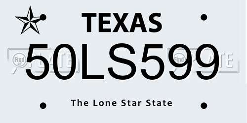 50LS599 Texas License Plate
