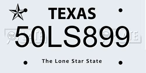 50LS899 Texas License Plate