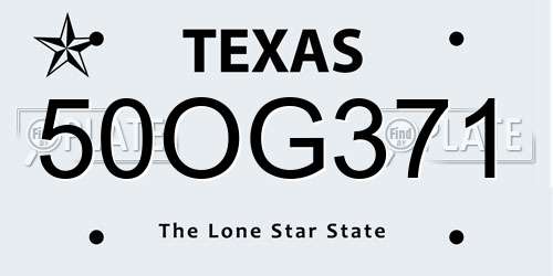 50OG371 Texas License Plate