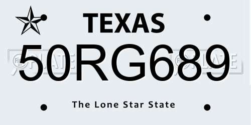 50RG689 Texas License Plate