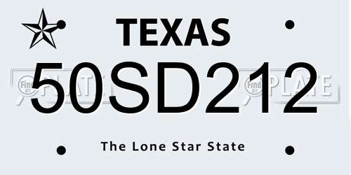 50SD212 Texas License Plate
