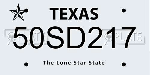 50SD217 Texas License Plate