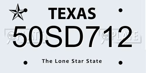 50SD712 Texas License Plate