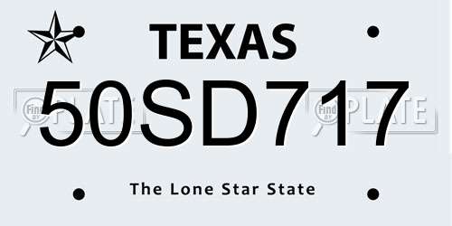 50SD717 Texas License Plate