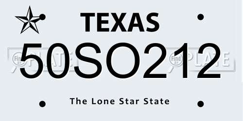 50SO212 Texas License Plate