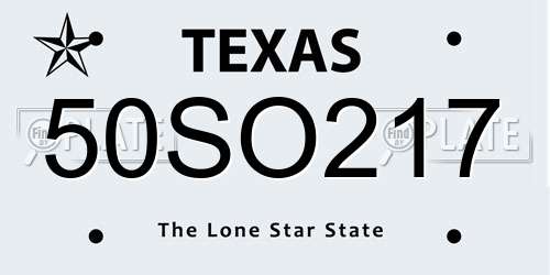 50SO217 Texas License Plate