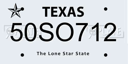 50SO712 Texas License Plate