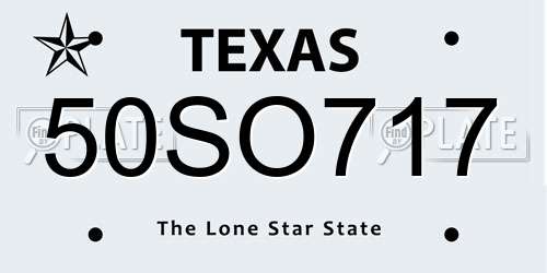 50SO717 Texas License Plate
