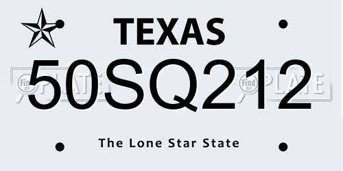 50SQ212 Texas License Plate