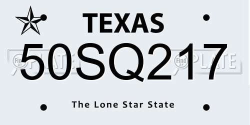 50SQ217 Texas License Plate