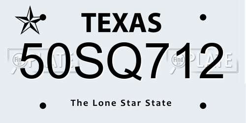 50SQ712 Texas License Plate