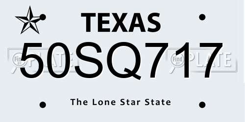 50SQ717 Texas License Plate