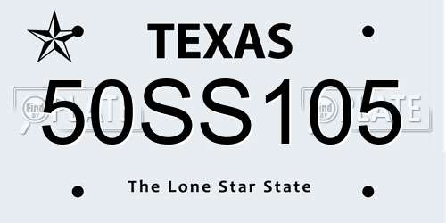 50SS105 Texas License Plate
