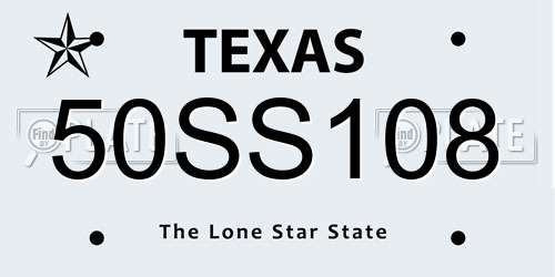 50SS108 Texas License Plate