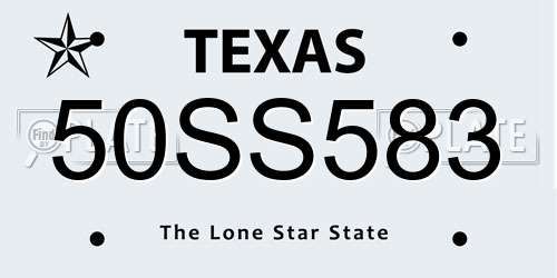 50SS583 Texas License Plate