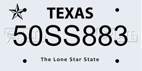 50SS883 Texas License Plate