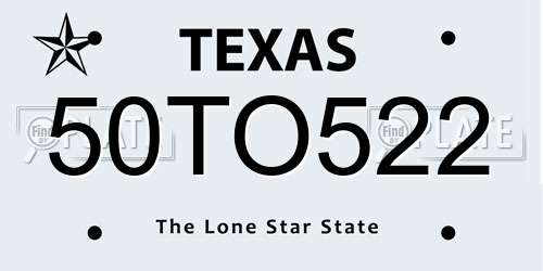 50TO522 Texas License Plate