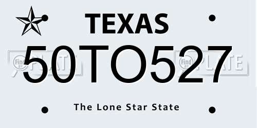 50TO527 Texas License Plate