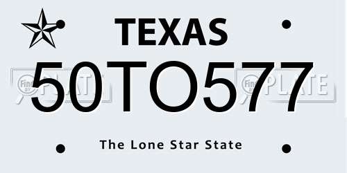 50TO577 Texas License Plate