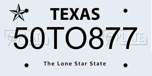50TO877 Texas License Plate
