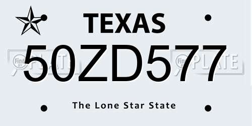 50ZD577 Texas License Plate